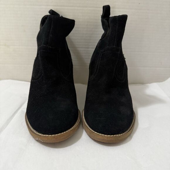 Blondo Waterproof Black Suede Leather Wedge Booties Ankle Boots 7.5 Boho Office - Picture 7 of 11
